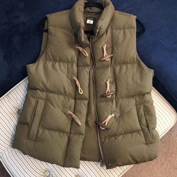 J. Crew Jackets & Blazers - J.crew olive puffer vest size M